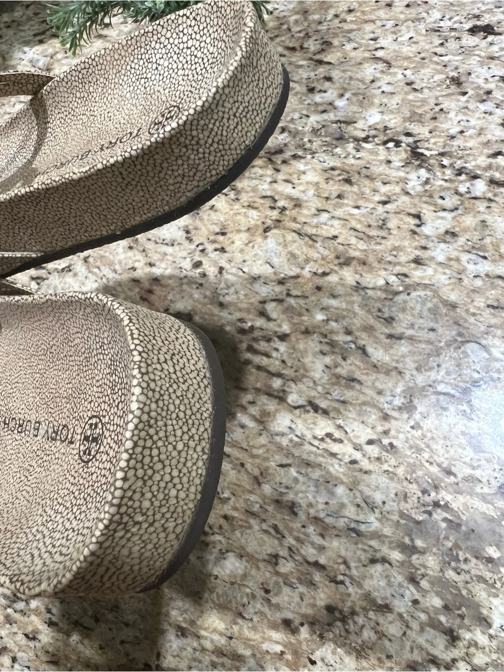 Tory Burch Stringray Cloud Miller Logo Thong Sandals